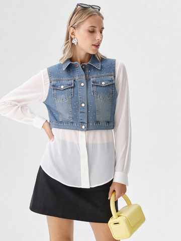 Women's Denim & White Shirt