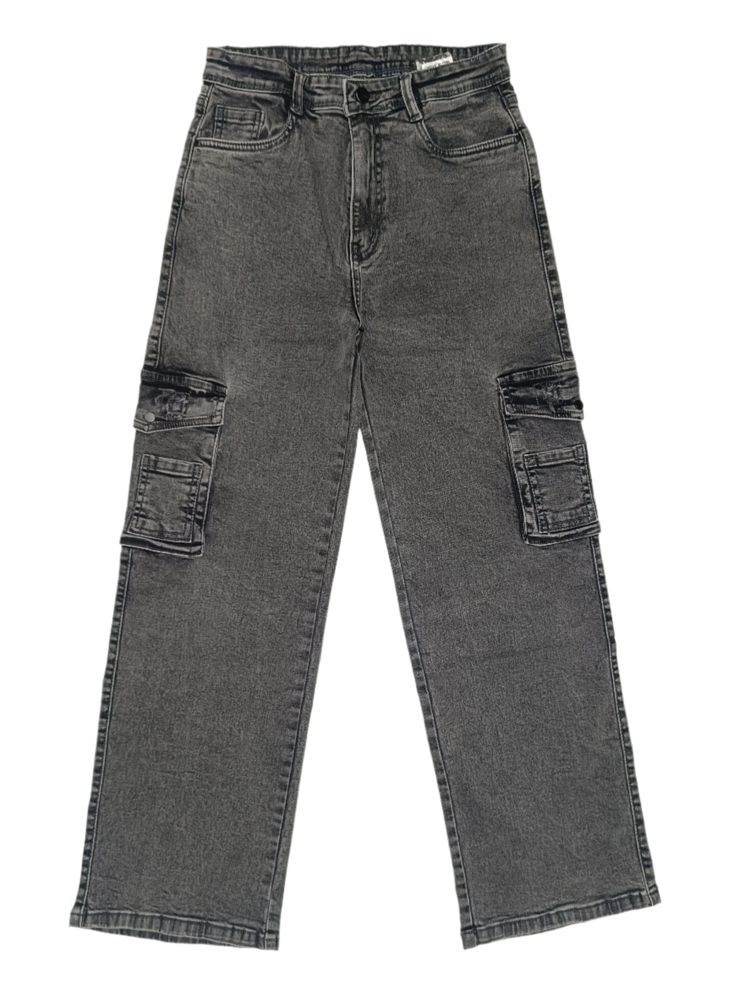 Women's High-Waisted Denim Cargo Pants