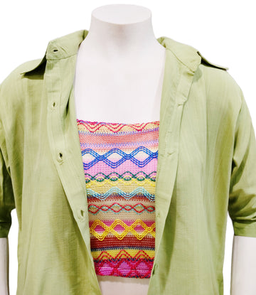 two piece shirt with crop top