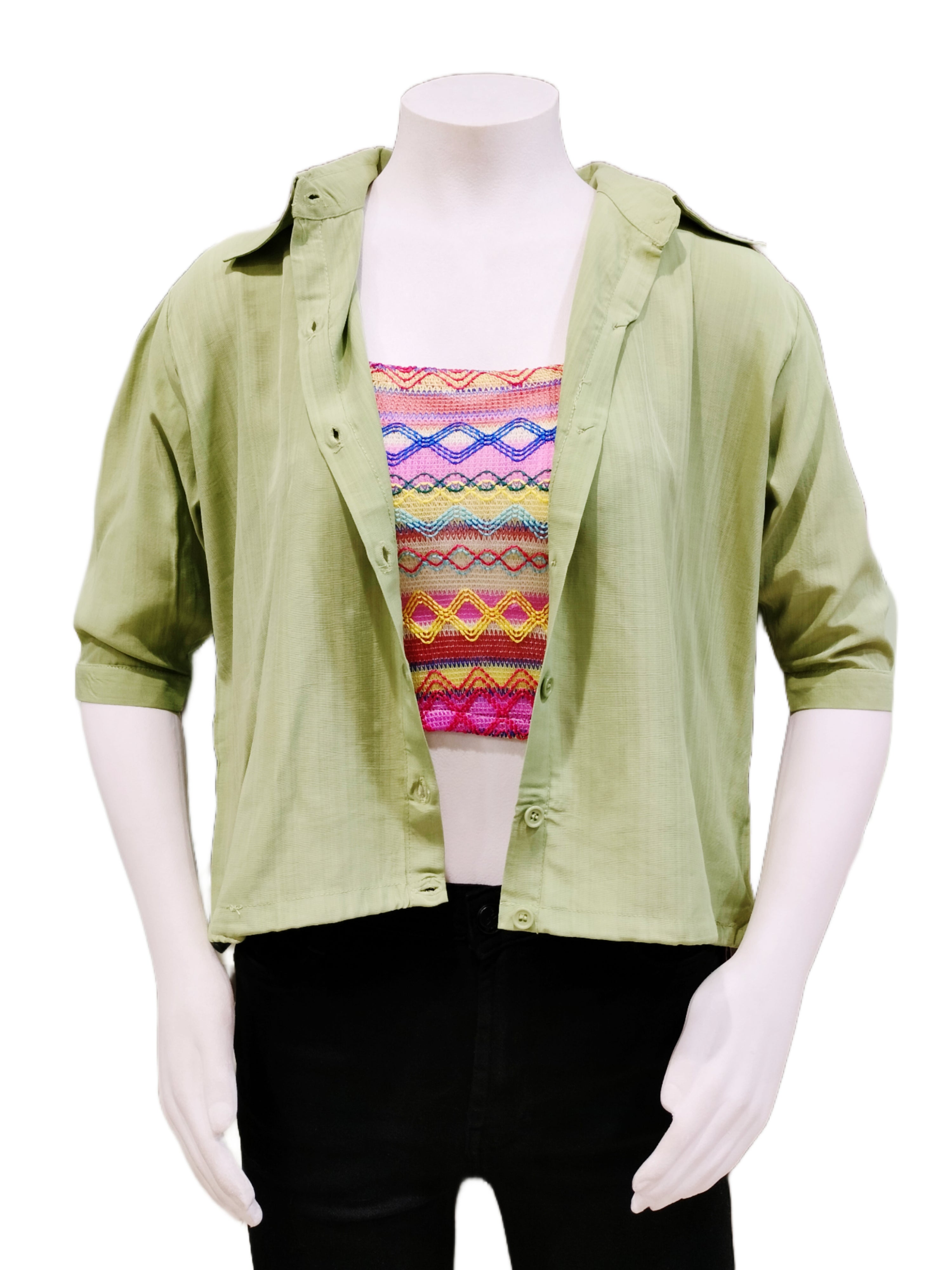 two piece shirt with crop top