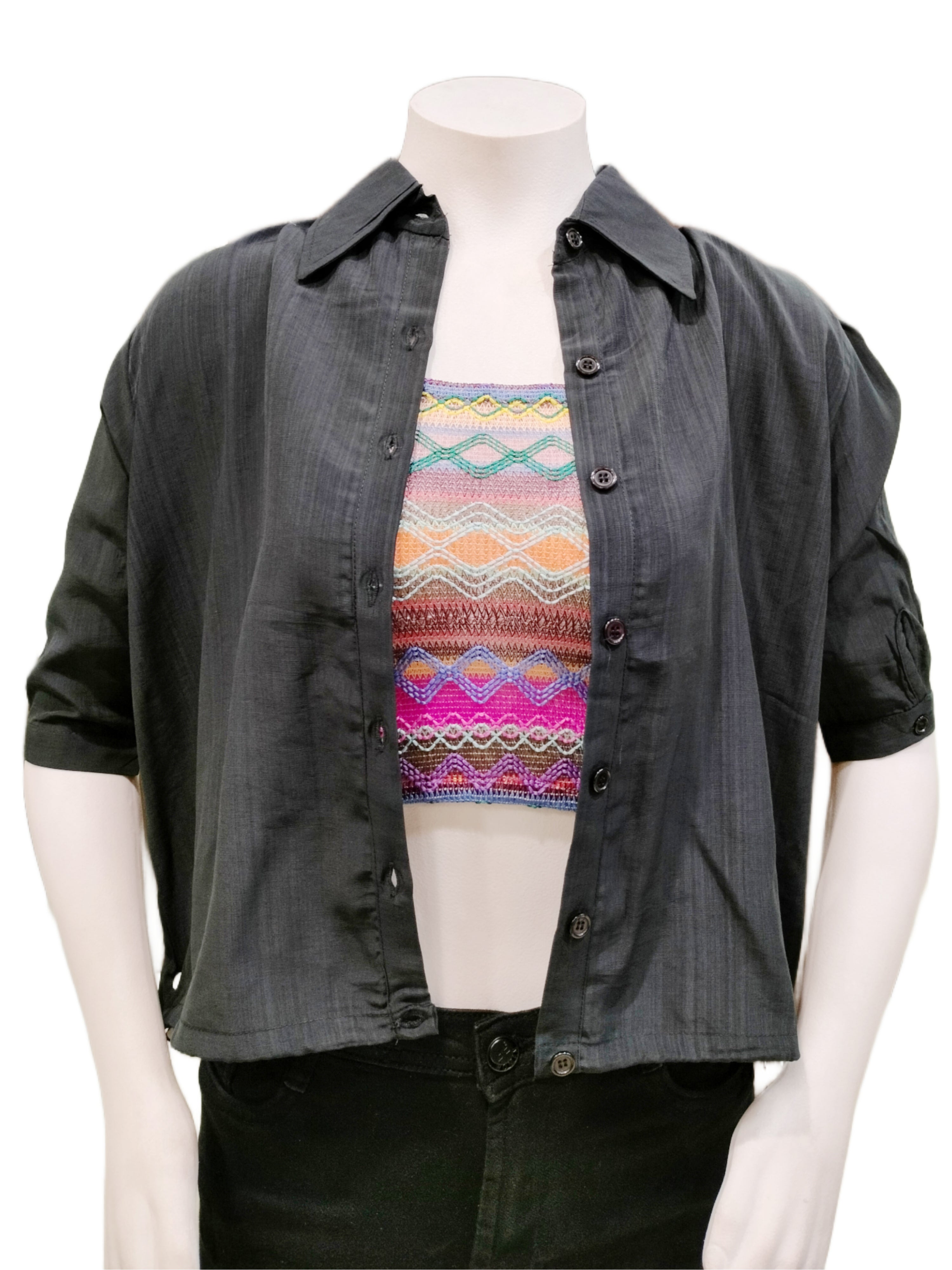 two piece shirt with crop top