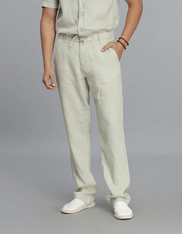 ROOKIES Men's Dark Beige Linen Chino Pant