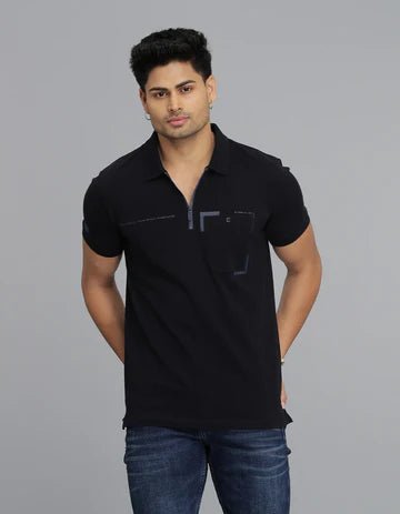 ROOKIES Men's Navy Half Sleeves Pique Polo Tee