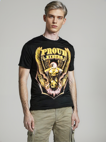 Men's Proud Riders Graphic T-Shirt – Eagle & Engine Design for Bikers
