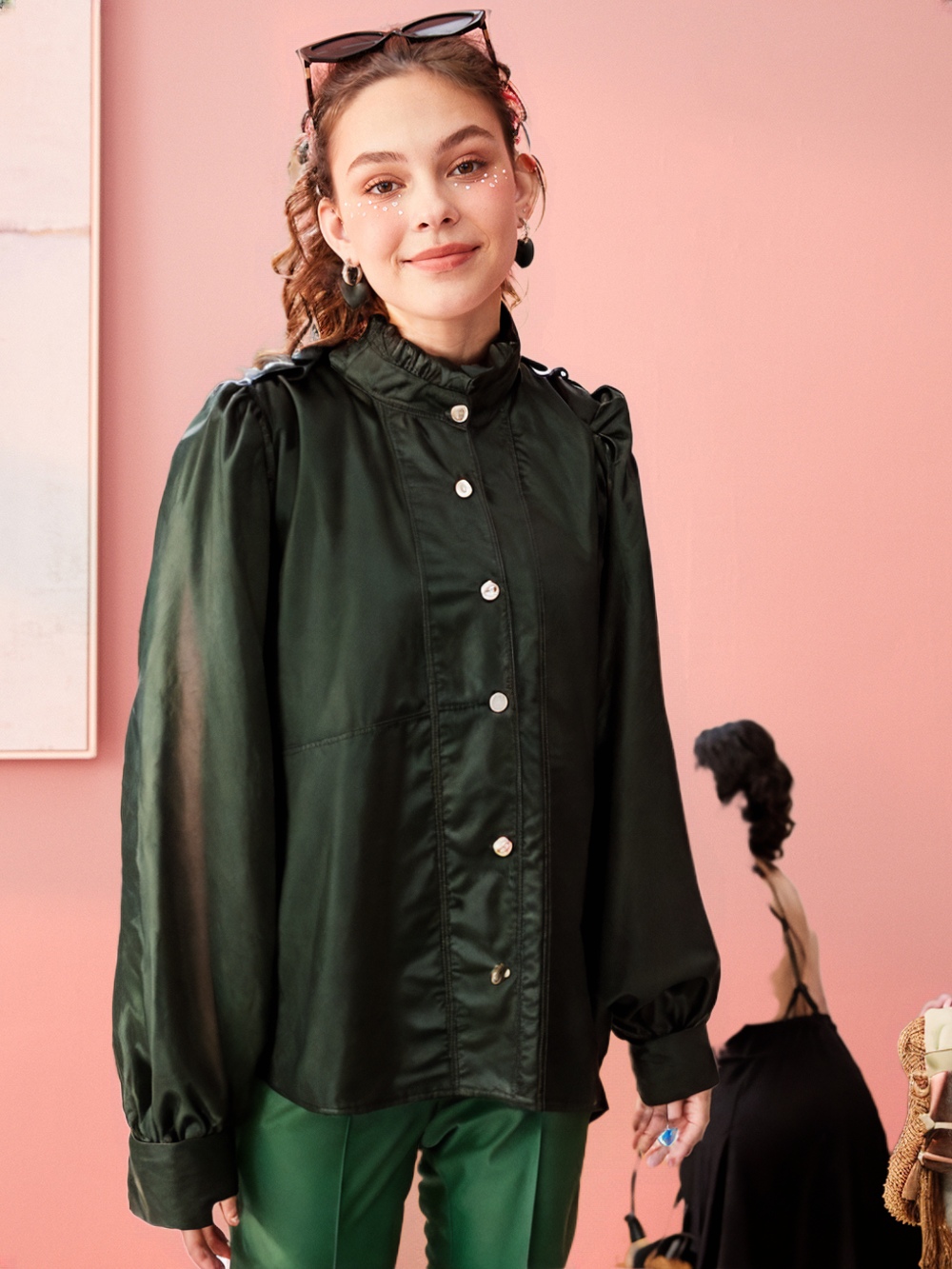 Women's Solid Satin Shirt