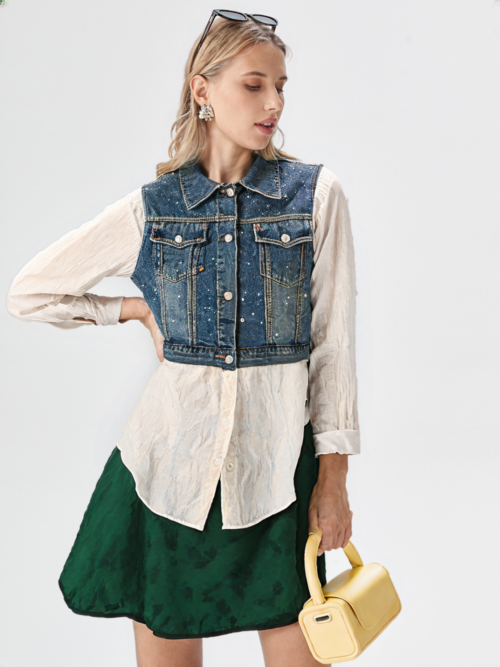 Women's Denim & White Shirt