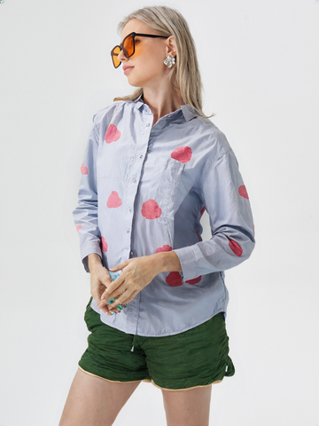 Women's Heart Printed Cotton Shirt