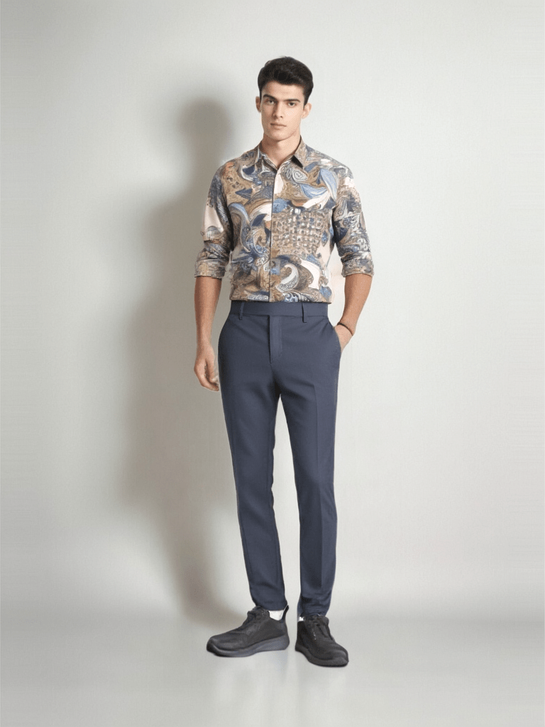 RIVERBLUE Men's Fawn Printed Shirt