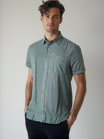 COPPERSTONE Men’s Solid Casual Shirt – Half Sleeve | Cotton Rich