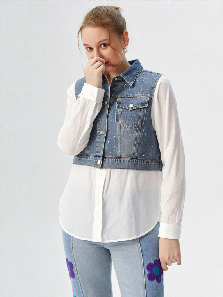Women's Denim & White Shirt