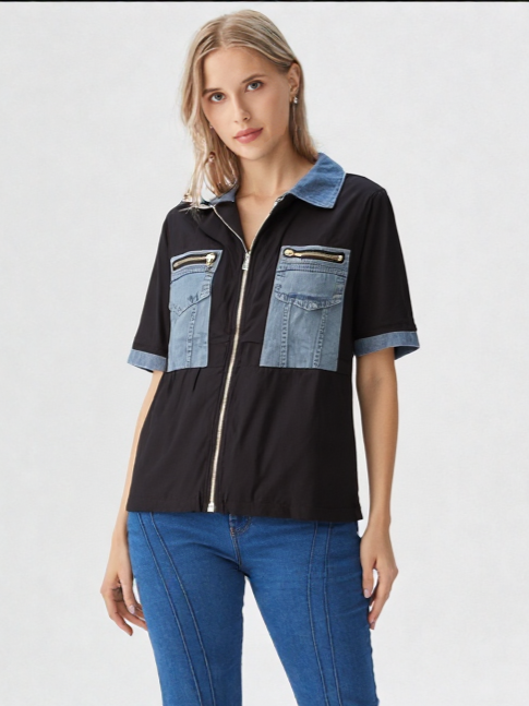 Women's Cotton Shirt front zip closer style
