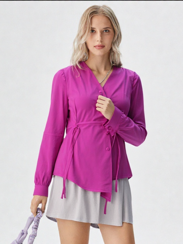 Women's V-Neck Button Down Top