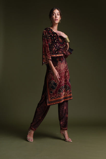 RAGE bandhani velvet printed kurti set