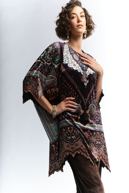 RAGE printed velvet embellished kaftan