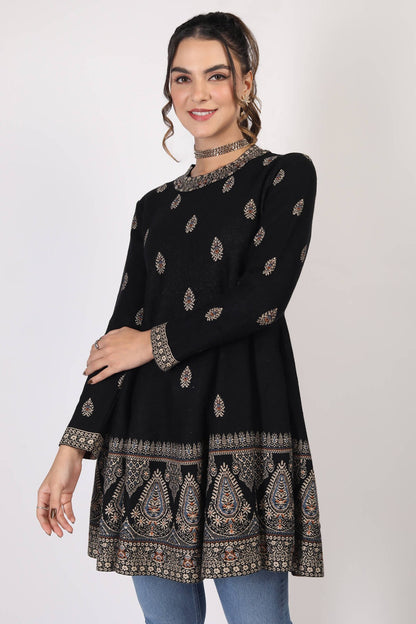 RAGE FIT AND FLARED ETHENIC JACQUARD TUNIC