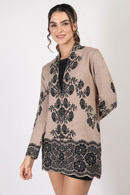 RAGE FLORAL LACE JACQUARD OPEN CARDIGANS