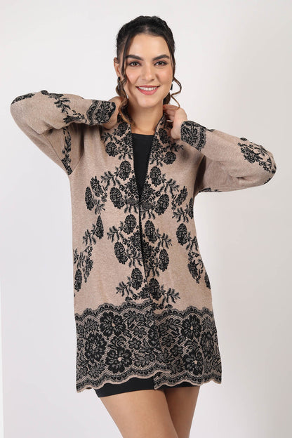 RAGE FLORAL LACE JACQUARD OPEN CARDIGANS