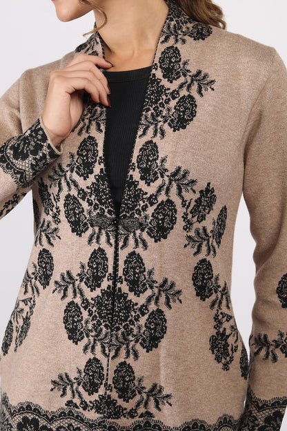 RAGE FLORAL LACE JACQUARD OPEN CARDIGANS