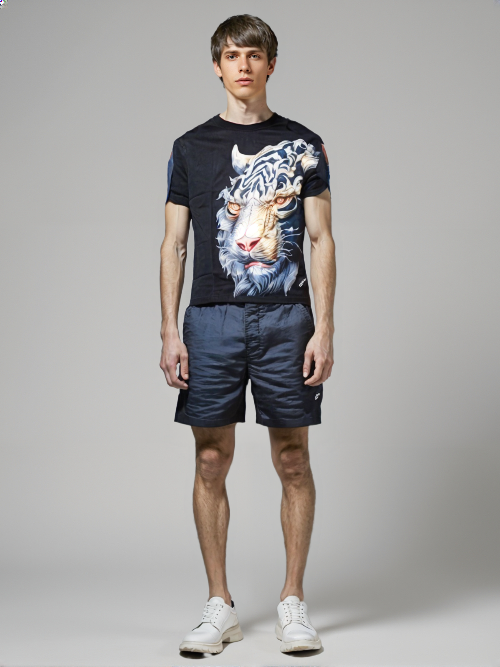 Men Mythic Tiger Roar – Abstract Beast Graphic T-Shirt