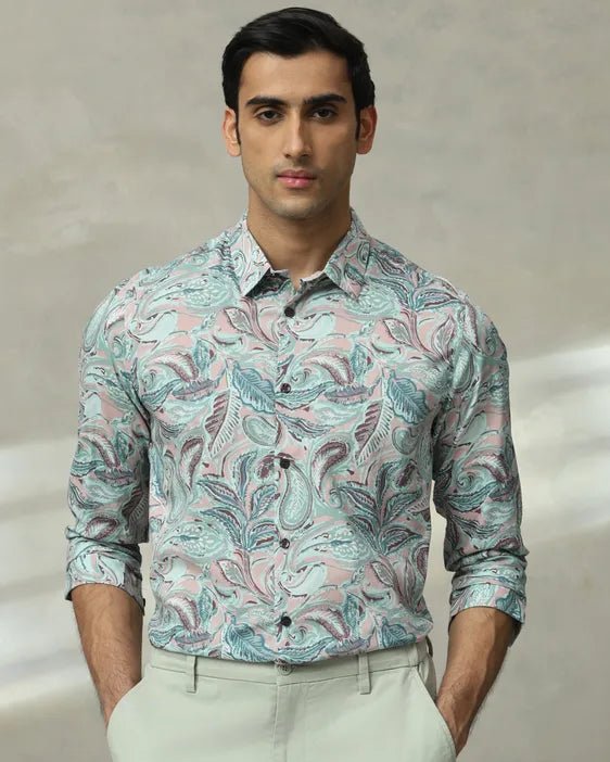 MUFTI Multicolour Leaf Print Slim Fit Casual Shirt