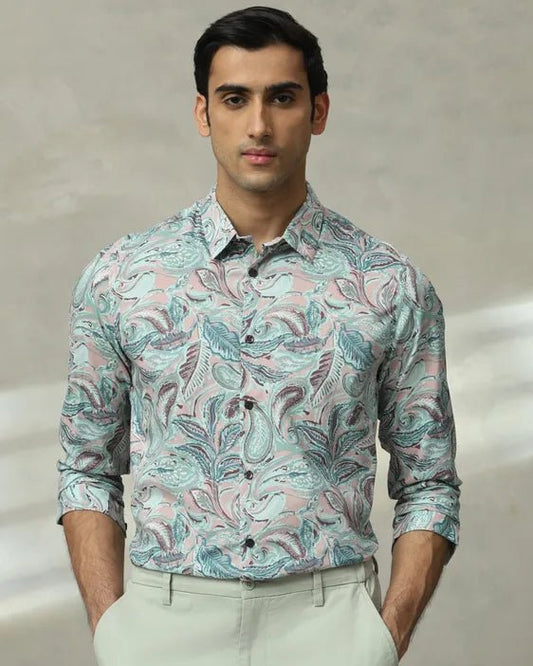 MUFTI Multicolour Leaf Print Slim Fit Casual Shirt