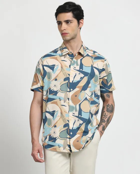MUFTI Multi Abstract Print Slim Fit Casual Shirt