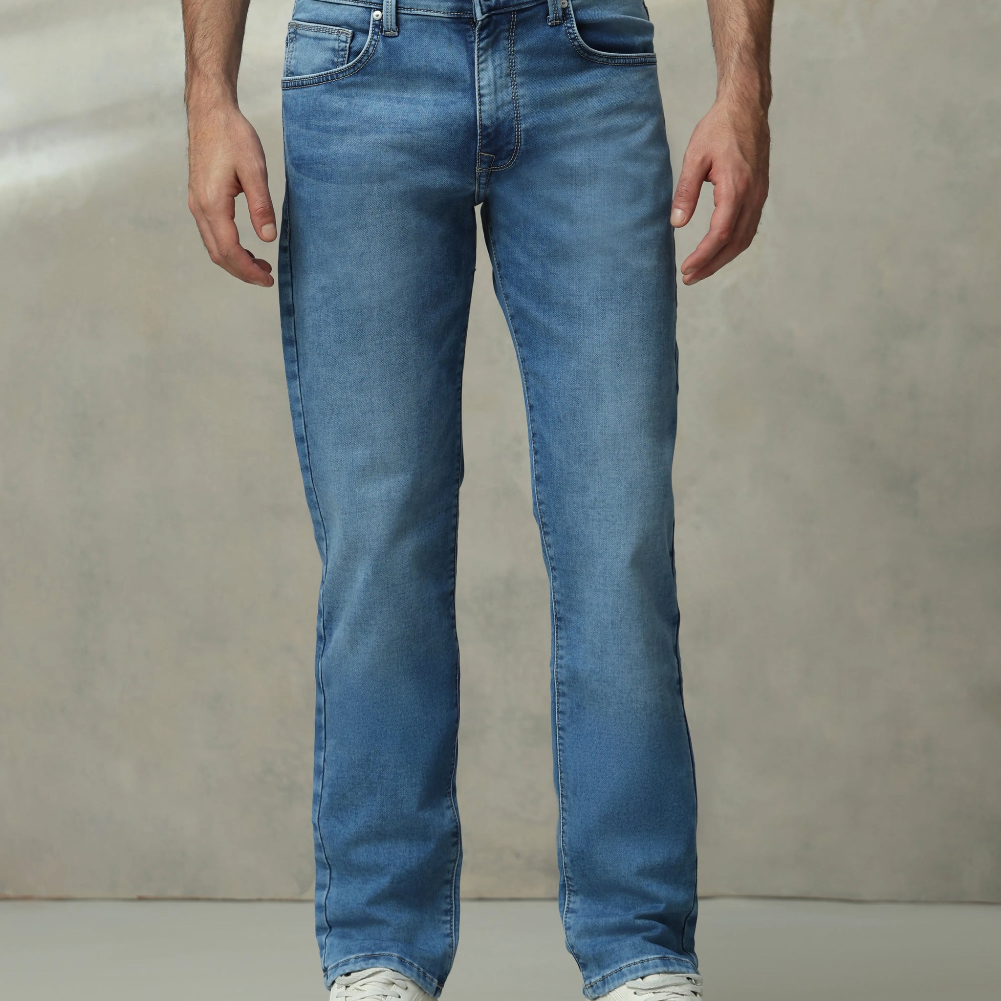 MUFTI Mid Blue Straight Fit Jeans