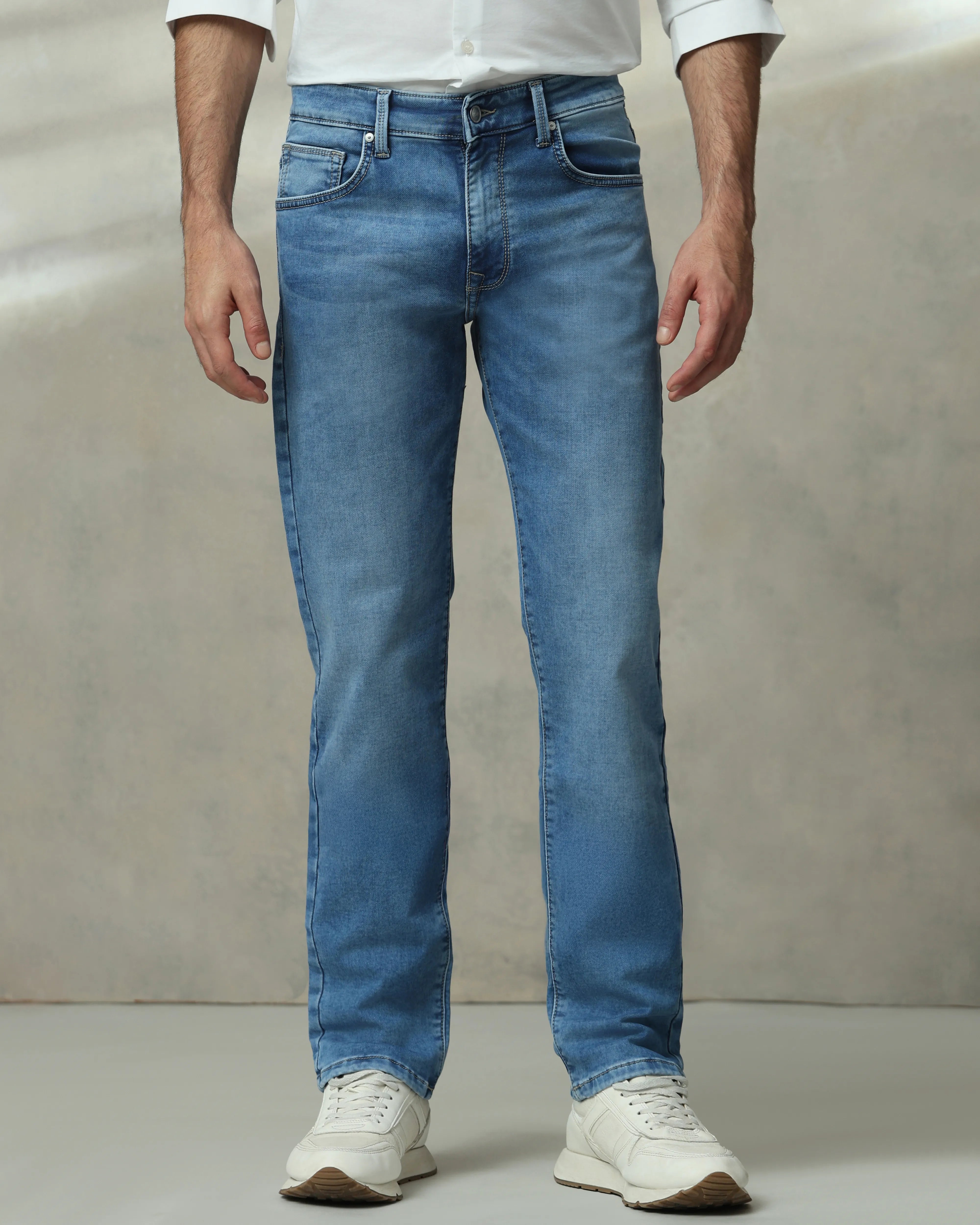 MUFTI Mid Blue Straight Fit Jeans