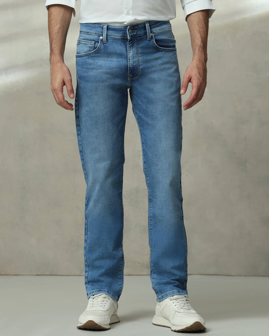 MUFTI Mid Blue Straight Fit Jeans