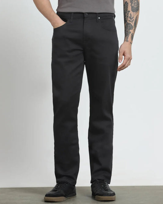 MUFTI Jet Black Straight Fit Jeans