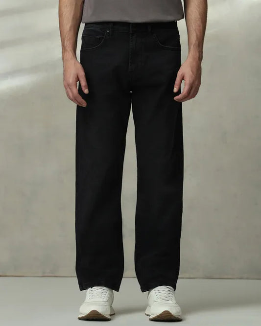 MUFTI Black Loose Straight Fit Jeans