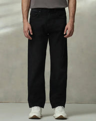 MUFTI Black Loose Straight Fit Jeans