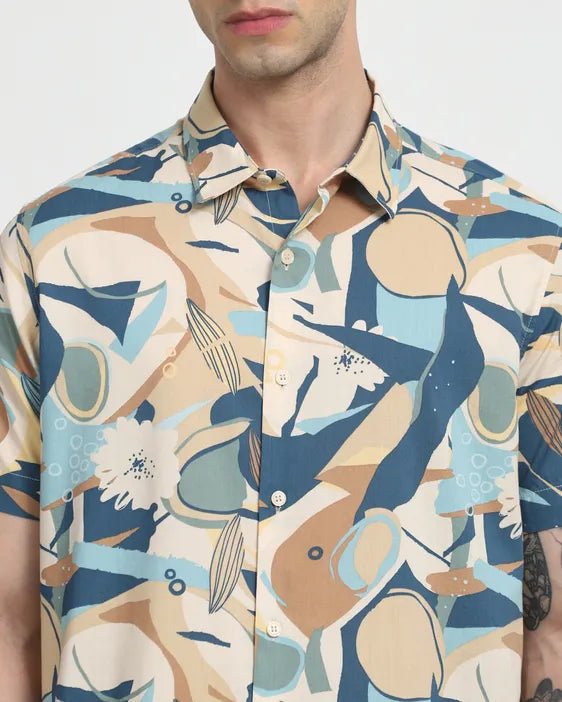 MUFTI Multi Abstract Print Slim Fit Casual Shirt