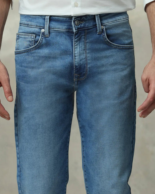 MUFTI Mid Blue Straight Fit Jeans