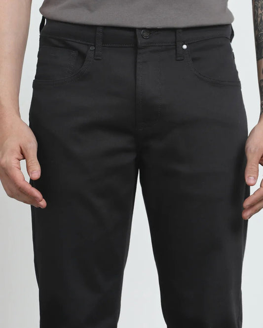 MUFTI Jet Black Straight Fit Jeans