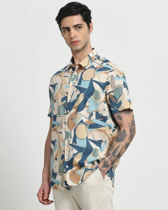 MUFTI Multi Abstract Print Slim Fit Casual Shirt