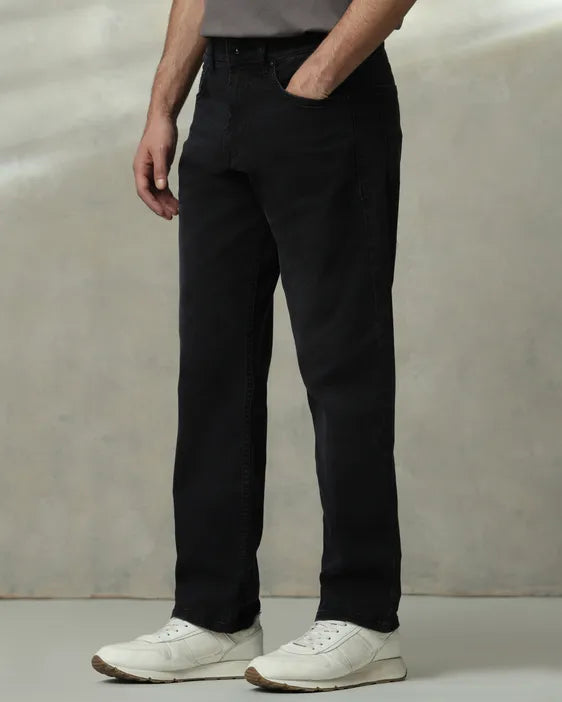 MUFTI Black Loose Straight Fit Jeans