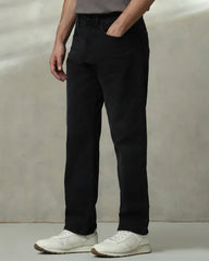 MUFTI Black Loose Straight Fit Jeans