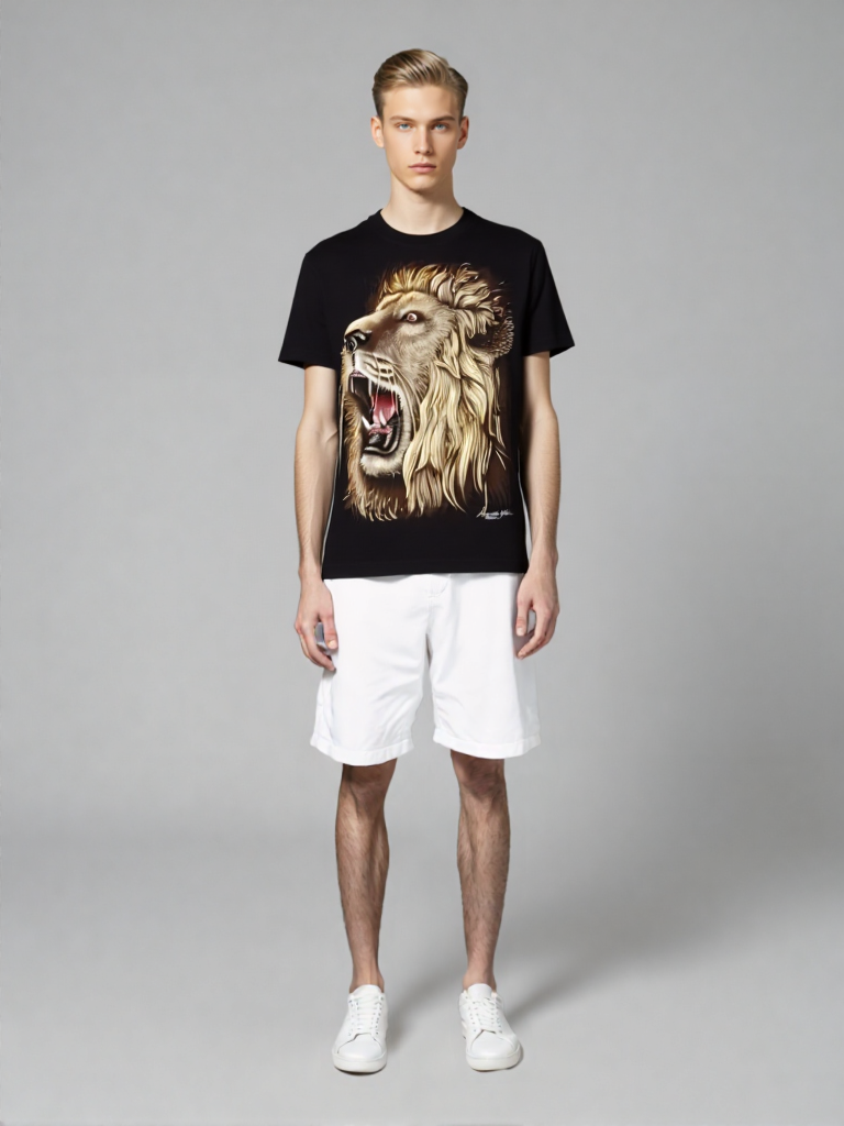 AA-Men Roar of the King – 3D Lion Graphic T-Shirt for Alpha Style
