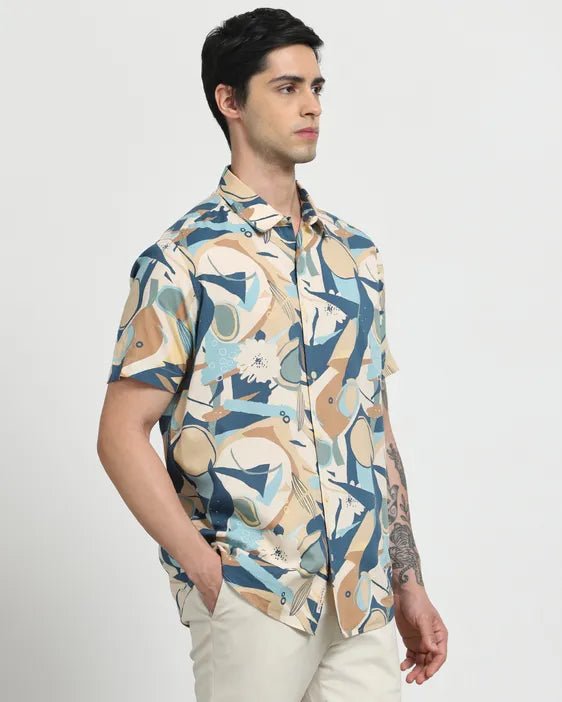 MUFTI Multi Abstract Print Slim Fit Casual Shirt