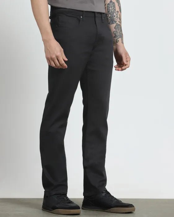 MUFTI Jet Black Straight Fit Jeans