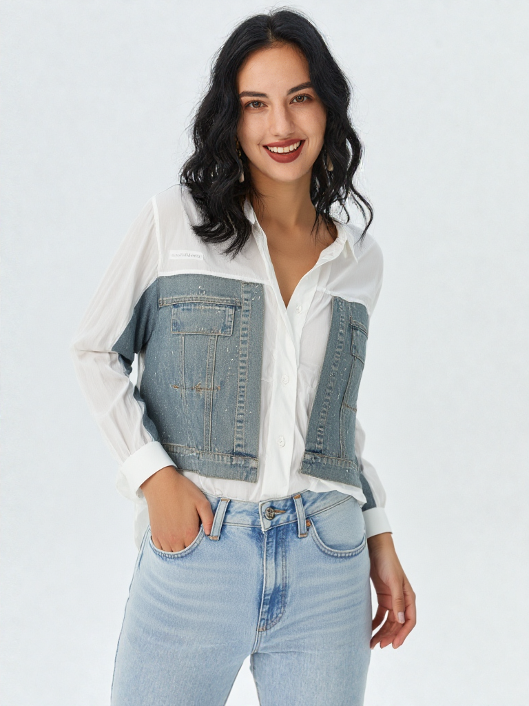 Women's Denim & White Shirt