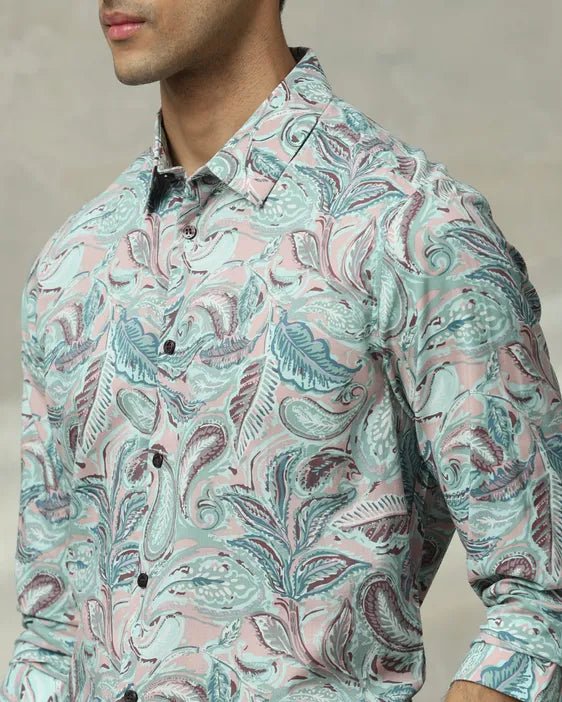 MUFTI Multicolour Leaf Print Slim Fit Casual Shirt