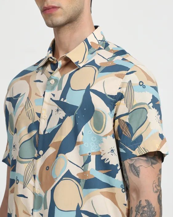 MUFTI Multi Abstract Print Slim Fit Casual Shirt