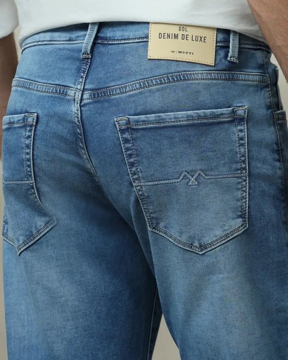 MUFTI Mid Blue Straight Fit Jeans