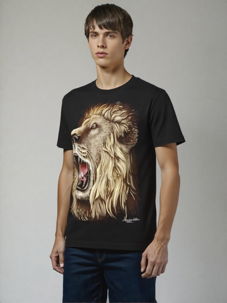 AA-Men Roar of the King – 3D Lion Graphic T-Shirt for Alpha Style