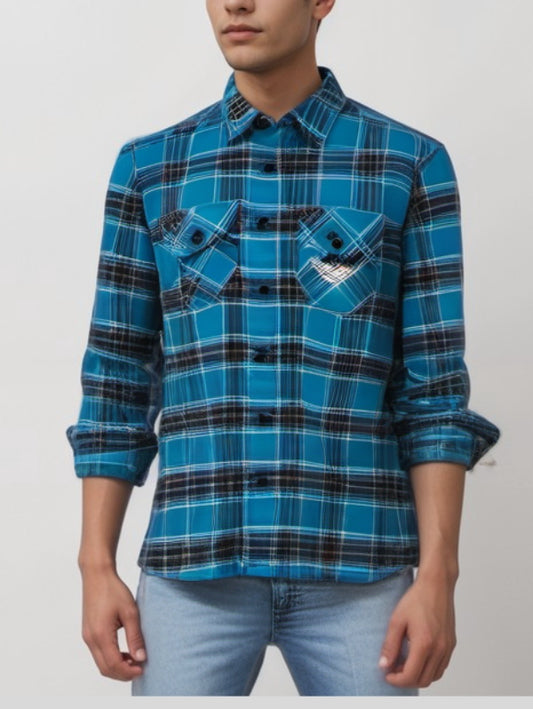 RIVERBLUE Men's Check shirt