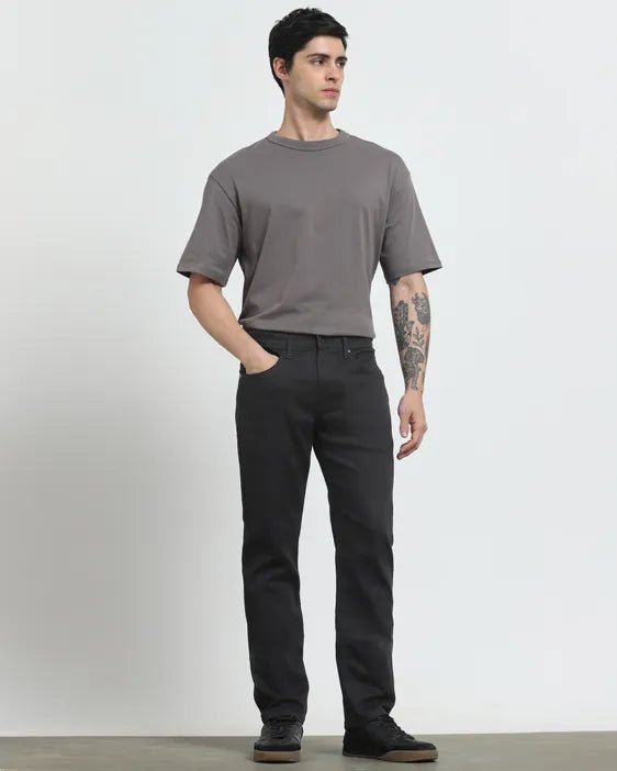 MUFTI Jet Black Straight Fit Jeans