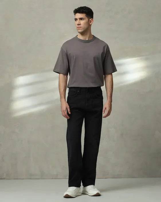 MUFTI Black Loose Straight Fit Jeans