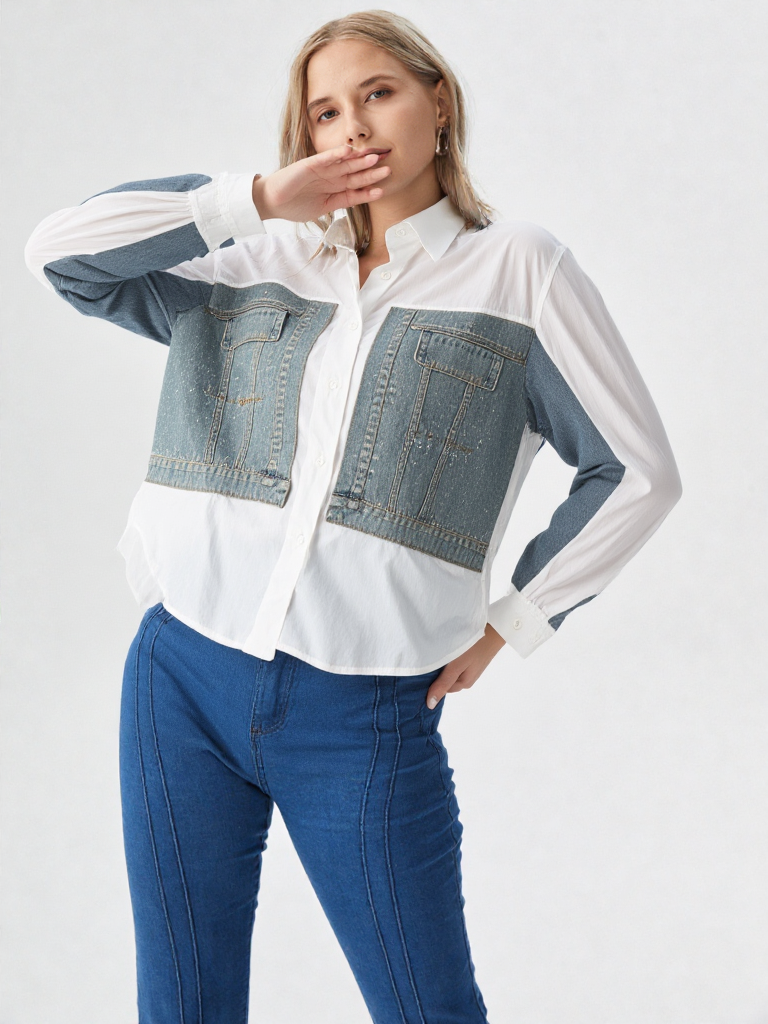 Women's Denim & White Shirt